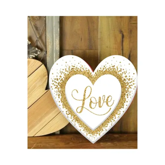12" Metal Embossed Heart Hanger: Love {3}
