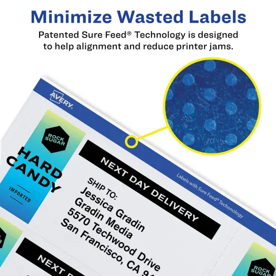 Avery Glossy Clear Shipping Labels, Sure Feed Technology, Laser/Inkjet, 2" x 4", 100 Labels (6522) {3}