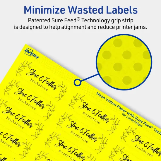 Avery Neon Yellow Paper Labels, 0.75" x 2.25" Rectangle {4}