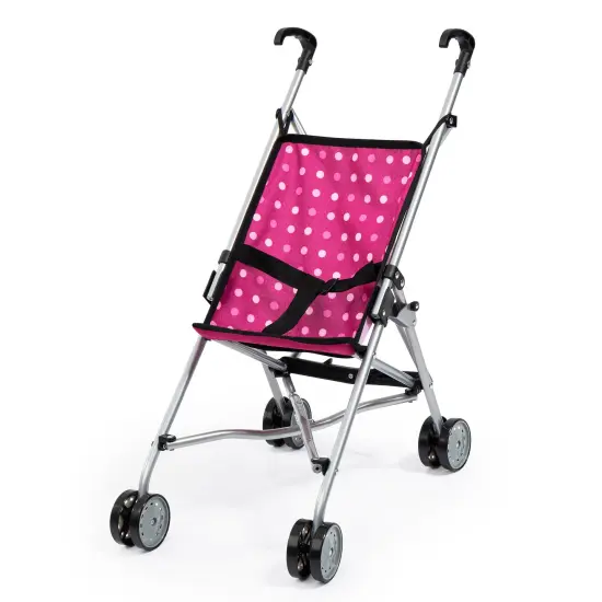 Bayer: Buggy Umbrella Stroller - Hot Pink & White Polka Dots - Accessory for Dolls Up to 18", Foldable Design, Seat Belt, Kids Toy Age 3+ {1}
