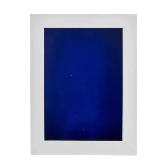 Classic White Wood Shadown Box Frame with Acrylic Front - Royal Blue Suede Backing, 30 Sizes {4}