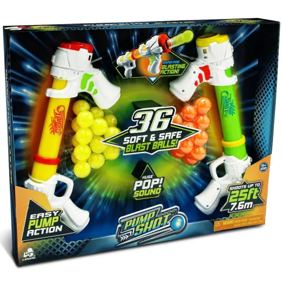 Lanard: Ballist-X Pump Shot Ball Blaster: X-4 Twin Pack - Yellow-Green, 2 Toy Foam Blasters, Pump-Action, Indoor-Outdoor Play, Shooter Bundle, Kids 6+ {1}