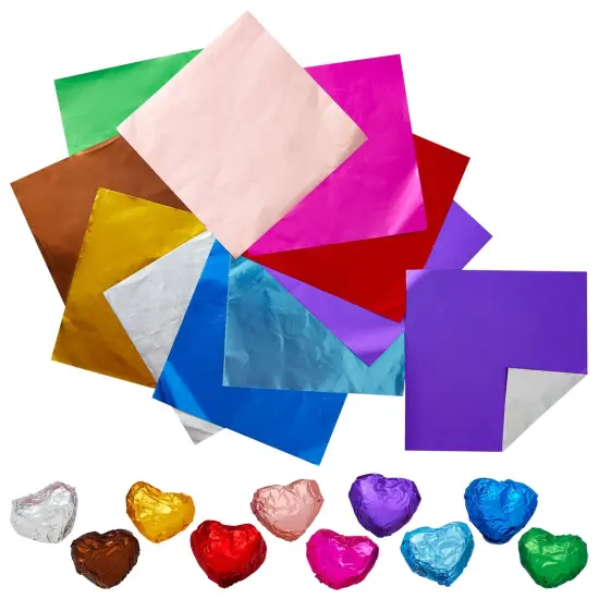 Aluminum Foil Wrappers for Candy and Chocolate (4 In, 10 Colors, 1000 Sheets) Multicolor {1}