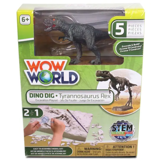 WowWorld: Dino Dig - Tyrannosaurus Rex - All-In-One Dinosaur Skeleton Excavation Kit, Tools & Construction Figurine, Educational Science Toy, Kids 6+ {1}