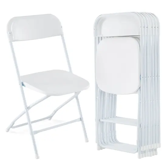 Costway 4/8/12/16/20 Pack Metal Folding Chairs with Plastic Seat & Back Heavy-Duty Metal Frame {1}