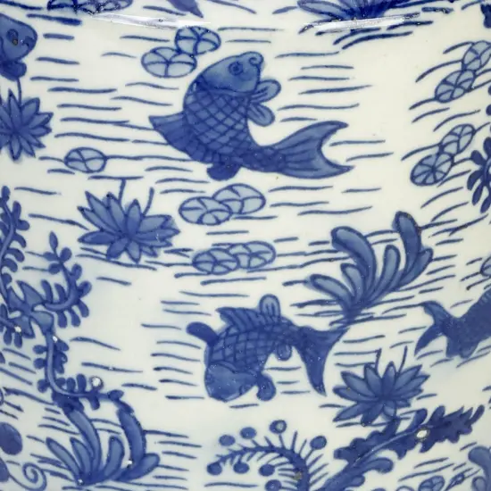 AA Importing 8.5" Jar, Koi Pond Design Blue {3}