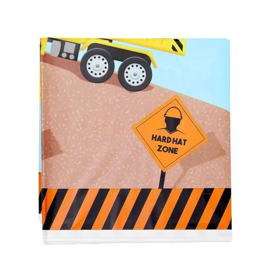 Plastic Table Cloth Cover for Kids Construction Birthday Party Supplies and Decoration (54 x 108 in, 3 Pack) Yellow {7}