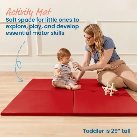 Play Patch Activity Mat Squares, Modular Playmat, 4-Pack Red {3}