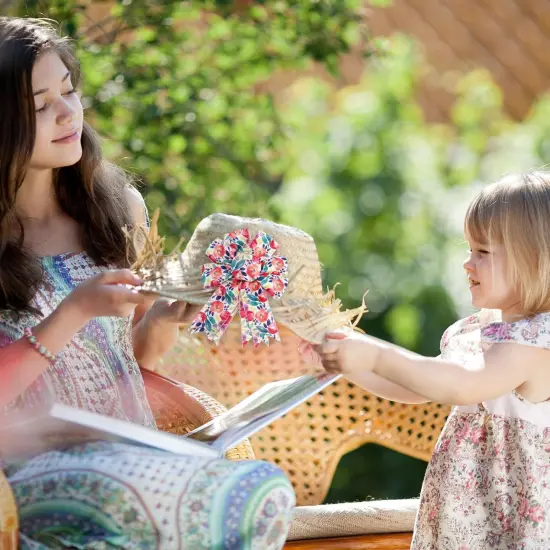 Floral Wired Edge Ribbon Spring Summer Watercolor Flower Ribbon for Bow Wreath Craft Gift Wrap Wedding Birthday Party Home Decor 2.5 Inch {4}