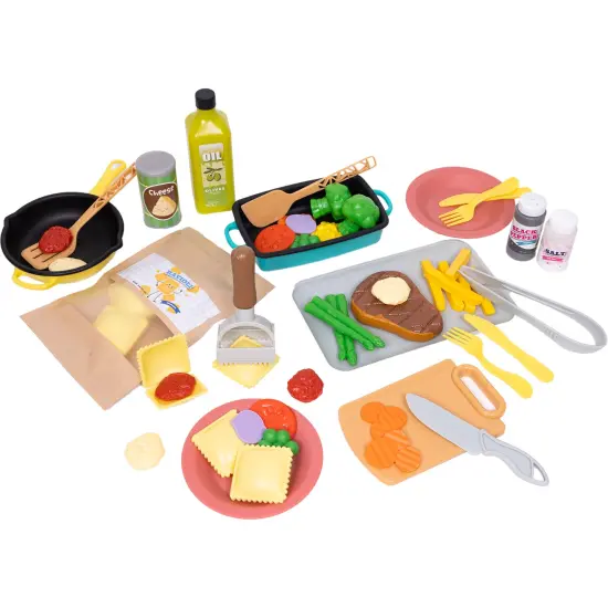 NurtureNature: Imaginative Minds - Ravioli Cooking Set - 50pc, Toy Food, Kitchen Utensils, Vegetables, Seasonings, Pretend Play, Eco-Friendly, Kids 3+ {1}