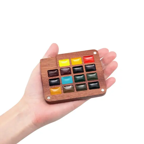 SoHo Urban Artist Mini Wooden Travel Watercolor Set of 15 - Professional Watercolor Paint Set for Watercolorists & Plein Air Artists, Semi-Moist Pans, Pocket-Sized Magnetic Wood Case with Mixing Area {4}