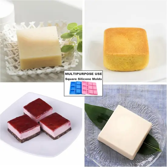 4 Pack Square Soap Molds,6-Cavity Non-Stick Silicone Brownie Pan,Square Bar Molds,Square Silicone Molds for Chocolate,Cupcake, Cornbread, Muffin,Soap {5}