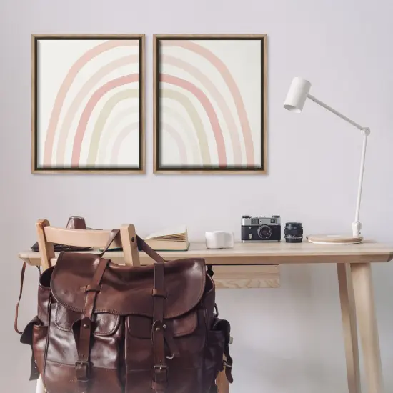 Stupell Industries Children's Soft Pastel Rainbow Shape Framed Floater Canvas Wall Art Brown Floater Frame {2}