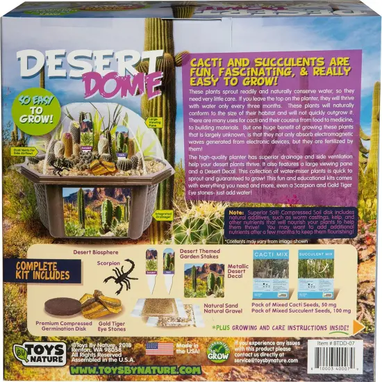 Toys By Nature: Desert Dome - DIY Biosphere Terrarium Starter Kit, Grow & Cultivate An Indoor Mini Garden, Cacti & Succulent Plants, Adults-Kids 4+ {4}