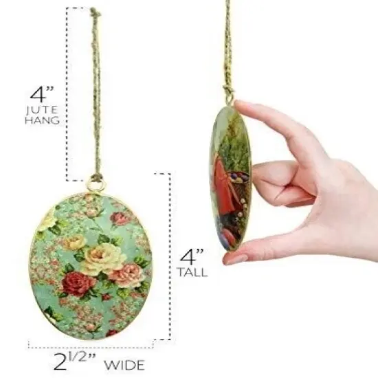 Vintage Egg Easter Ornaments 6ct Bunny Spring Decor Set {6}