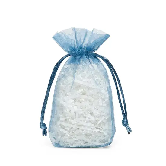 Flat Bottom Organza Bags 3 1/2 '' X 1 '' X 5 1/2 '' for Elegant Favors Smoke Blue {2}