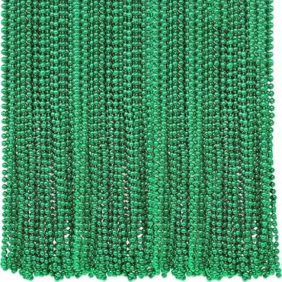 St Patricks Day Beads Necklace Bulk (72 Pack) Green Beads - St. Patrick's Day Gifts for Kids, 33" 7mm Kids Party Favor Supplies Costume Accessories by 4E's Novelty {1}