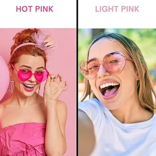 4E's Novelty Heart Shaped Sunglasses for Women (2 Pack) - Cute Pink Heart Sunglasses for Parties, Festival & Valentines Hot Pink Accessories for Women {3}