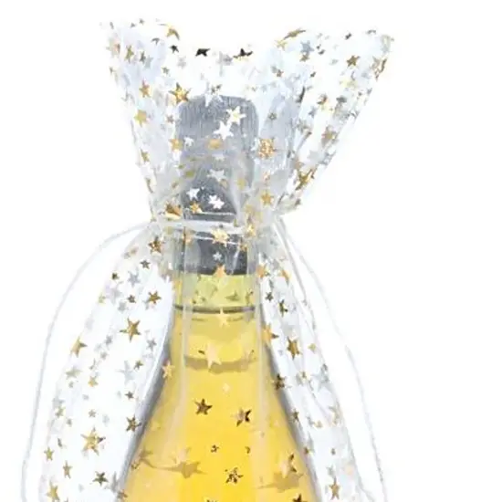 Star Print Organza Wine Bags Elegant 6.5" x 15" {5}