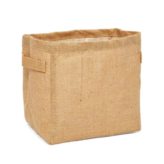 Burlap Canvas Storage Basket 9" x 7" x 9" Spacious and Sturdy {4}