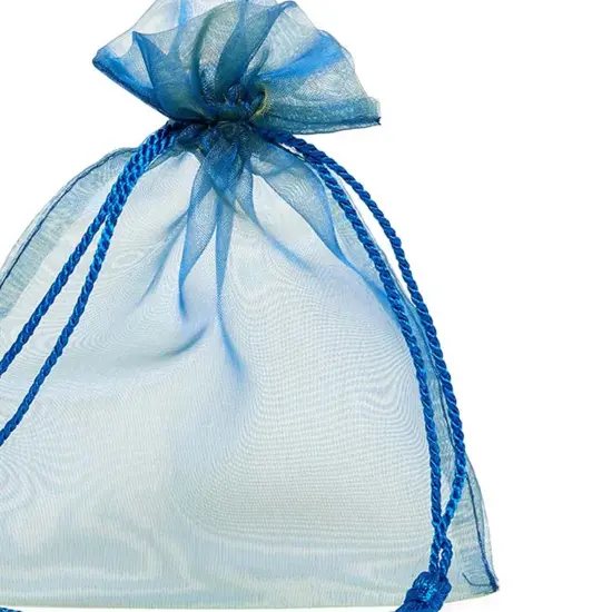 Jewel Tone Iridescent Sheer Tasseled Bags 3 1/2 '' X 5 '' for Favors Sapphire Blue {4}