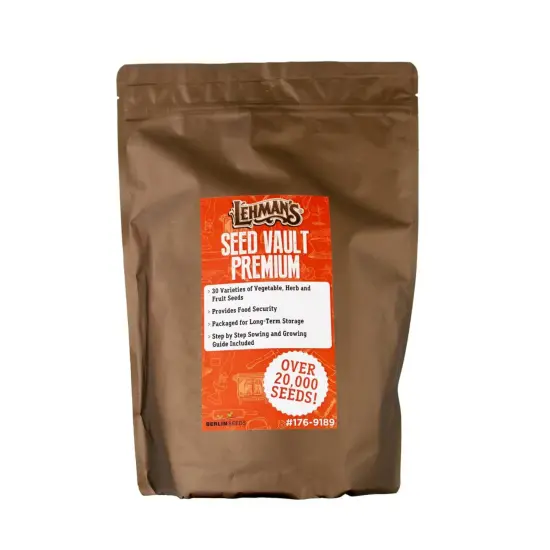 Lehman's Heirloom Garden Seed Vault Kit, Premium with 30 Varieties of Vegetable Herb and Fruit Seeds and Sowing Growing Guide, 20K+ Seeds {3}