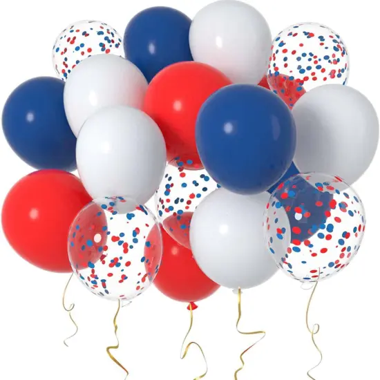 12 Inch Red White and Navy Blue Balloons,Navy Blue and Red Confetti Latex Balloons Party Decorations Supplies,Pack of 50 {1}