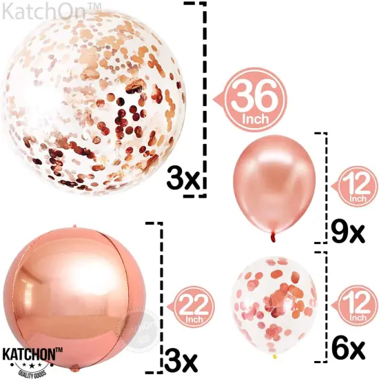 Huge Rose Gold Balloons With Confetti - 36 Inch, Pack of 21 | Rose Gold Confetti Balloons for Rose Gold Party Decorations | Rose Gold Birthday Balloons for Rose Gold Birthday Decorations {4}
