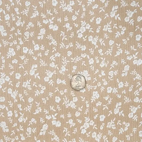 1 Yard Taupe Rayon Crinkle Apparel Fabric Neutral Drape, 50/52" Width {1}