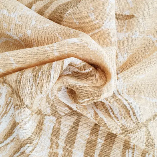 1 Yard Taupe Rayon Crinkle Woven Fabric 50/52 Inch Wide Lightweight and Drapey {1}