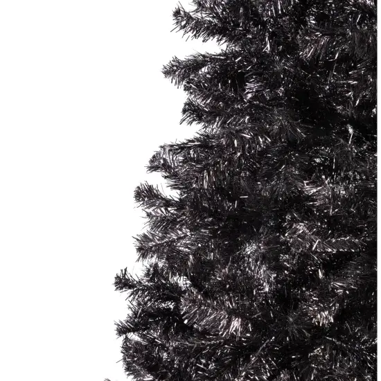 Northlight Artificial Tinsel Halloween Tree - 9' - Black - Unlit {4}