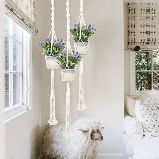 3 set Macrame Plant Hangers or Indoor Outdoor Plants, Cotton Rope Hanging Planter Basket Hanging Plant Flower Pots f Home Decorations {1}