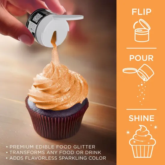 Bakell - Neon Orange Tinker Dust Edible Glitter (5g, 1x Jar) for Food, Desserts, and Beverages! {4}