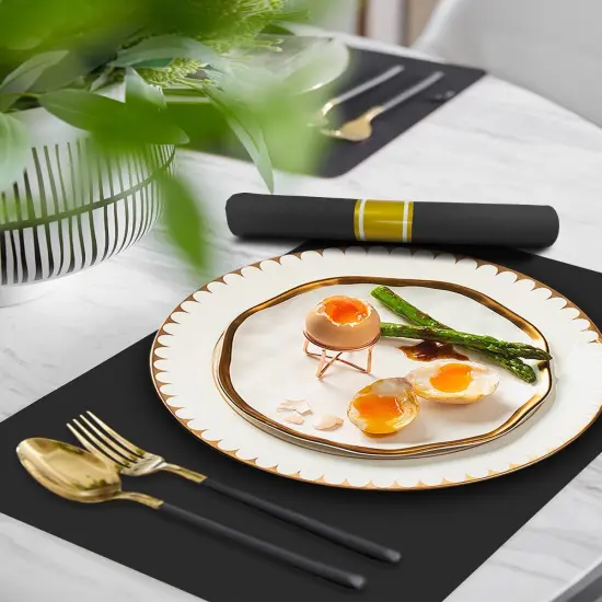 100 Pack Linen Like Black Napkins - Disposable Guest Paper Napkins and Hand Towels for Bathroom, Soft Absorbent Everyday Dinner Kitchen Party Wedding Cocktail {4}