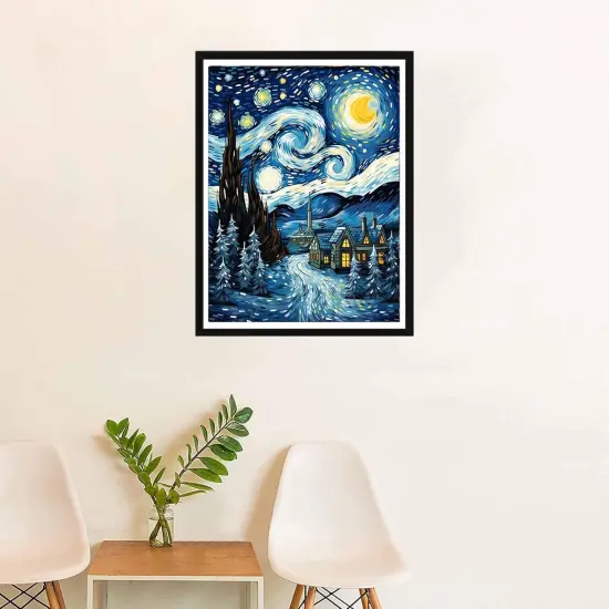 5D Diamond Painting Kits Starry Sky - DIY Diamond Art Kits for Adults Moon, Full Round Drill - Crystal Embroidery Cross Stitch - Craft for Wall & Office Decor - 12x16 Inch e7 {3}