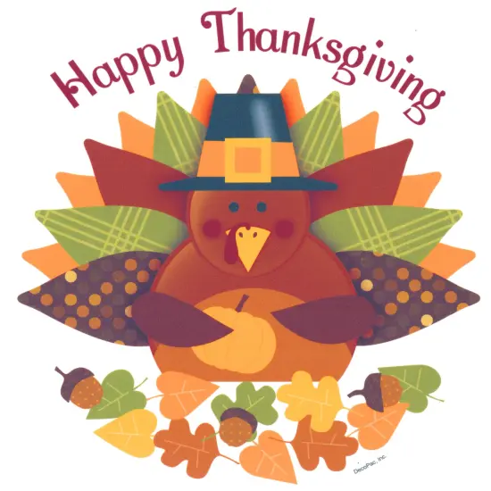 Happy Thanksgiving Turkey Pilgrim Hat and a Pumpkin Edible Cake Topper Image 8in Round {2}