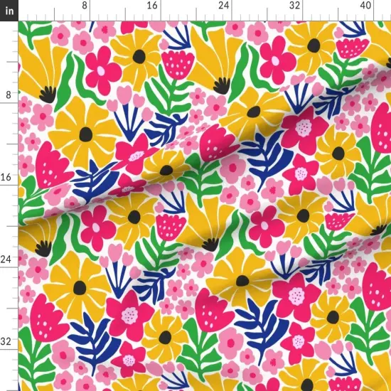 Various Fabrics by the Yard or Fat Quarter Colorful Flowers Botanical Abstract Floral Happy Colors Bold Maximalist Hand Drawn Garden Large Scale Kids Nursery Playroom Classroom Cheerful Custom Printed Fabric by Spoonflower {1}