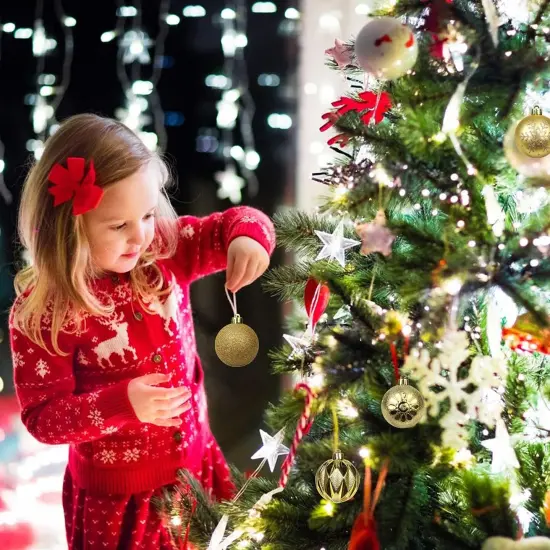 2.36" Christmas Ball Ornaments 36 Pcs Christmas Tree Decorations Set Shatterproof Small Gold Christmas Ornaments Balls with Hanging Loop for Holiday Party Wreath Xmas Tree Decor {5}