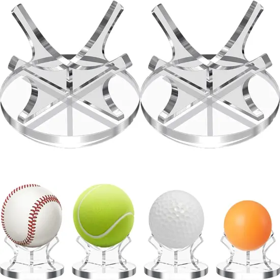 2Pcs Acrylic Baseball Holder Display Case Display for Balls Suitable for Baseball, Golf Softball, Tennis Ball Spheres, Thanksgiving Pumpkin Ball, Wooden Eggs Clear Baseball Stand {1}