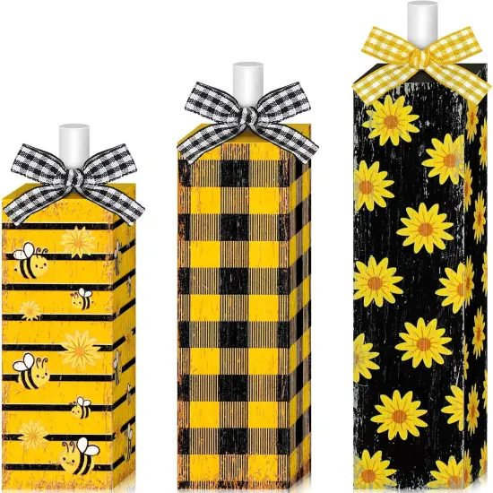 3 Pcs Sunflower Wood Table Block Decoration Tiered Tray Decor Wooden Tabletop Sign Farmhouse Rustic Wooden Sign Centerpieces for Summer Home Party Table {1}