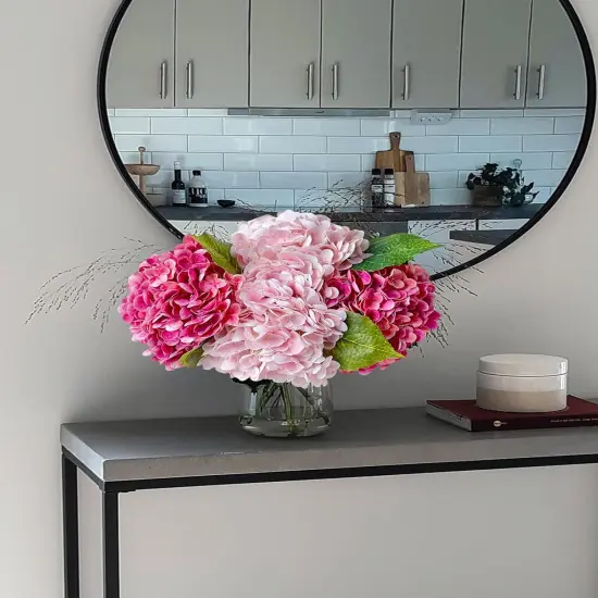 4 Pcs Real Touch Hydrangea Artificial Flower Lifelike 21'' Long Stem Latex Hydrangea Flower for Thanksgiving Home Kitchen Decor Wedding Christmas Table Centerpiece 2 Pink + 2 Rose Pink {1}