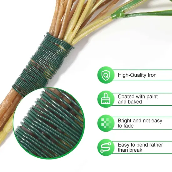 3 Pack 110 Yards Green Floral Wire 22 Gauge Christmas Wire Wreath Wire with Wire Cutter, PAXCOO Flexible Craft Paddle Wire Florist Wire for Wreaths Making, Crafts and Floral Flower Arrangements {3}