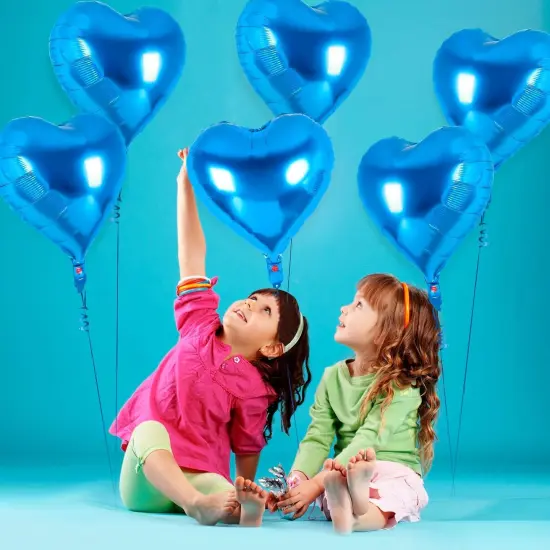 24 Pcs Blue Heart Balloons,18 inch Heart Shape Foil Balloons Love Balloons Valentine Balloons for Birthday Party Wedding Engagement Party Baby Shower Valentine Day Decorations (Blue) {3}