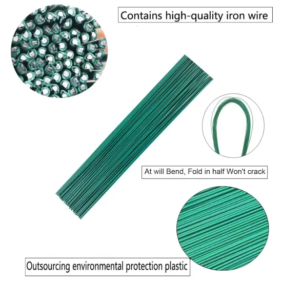 18 Gauge Stem Wire Diameter 1.7mm Dark Green Floral stem Wire 16 Inch Floral Stem Wire, 50PCS Floral Stem Wire Flower Arrangements - DIY Bouquet Handcrafts {2}