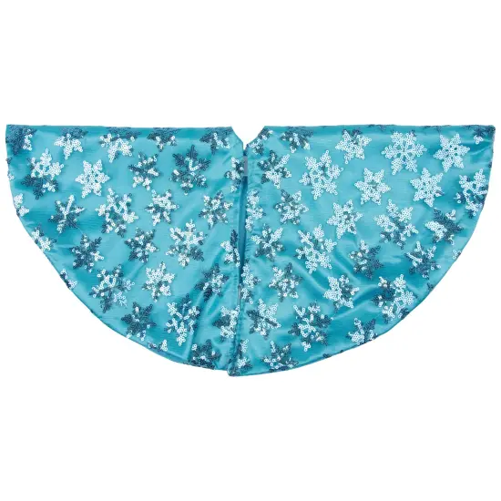 Northlight Sequin Snowflake Pattern Mini Christmas Tree Skirt - Blue - 20" {5}