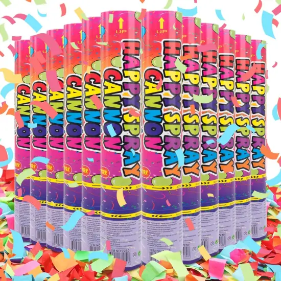 Confetti Cannon 12 Pack Confetti Poppers Biodegradable Multicolor 12 Inch Party Poppers for Celebration Biodegradable Confetti Shooter Cannon Bulk for Birthday Graduation Wedding Christmas NewYear {1}