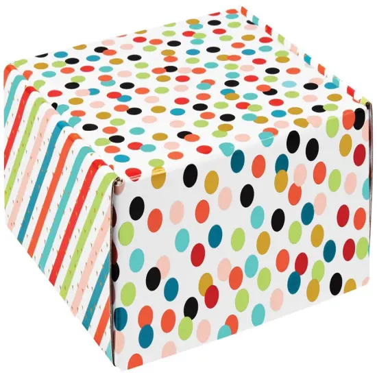 Pack/6: Dots & Stripes Decorative Mailer - 9 x 9 x 4" {1}