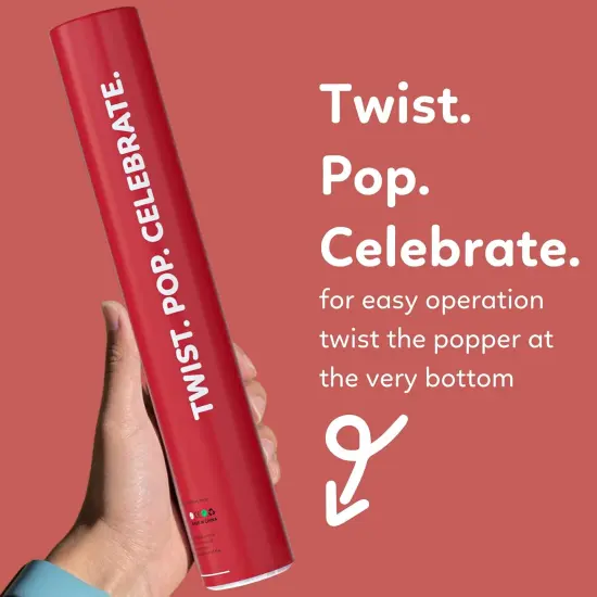 2 Pack Confetti Cannon Confetti Poppers | Biodegradable Red Confetti | Launches Up to 25ft | Giant (12 in) | Party Poppers for Graduation, Birthdays, Weddings, and Memorial Day {3}