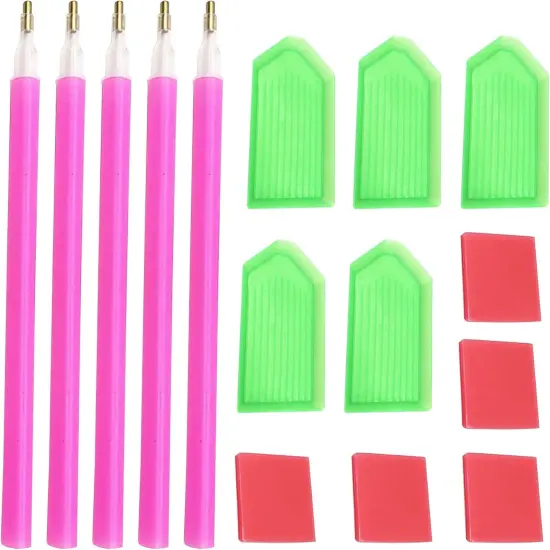15 PCS Diamond Painting Tools with Drill Pen Grip and Tray,5D Diamond Painting Accessories and Tools for Kids Adults (Green) {1}