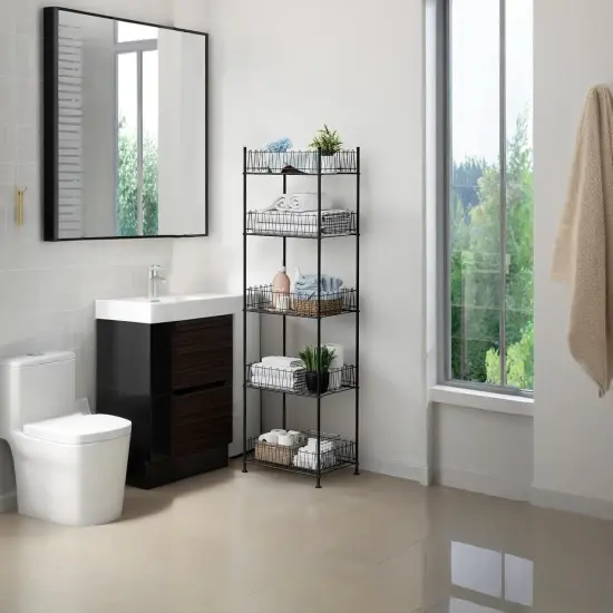 5-Tier Metal Water Bottle Organizer &ndash; Freestanding Floor Storage Rack with Adjustable Baffles, 60.6" Height, Space-Saving Beverage Shelf for Kitchen, Pantry, Living Room (Black) {6}